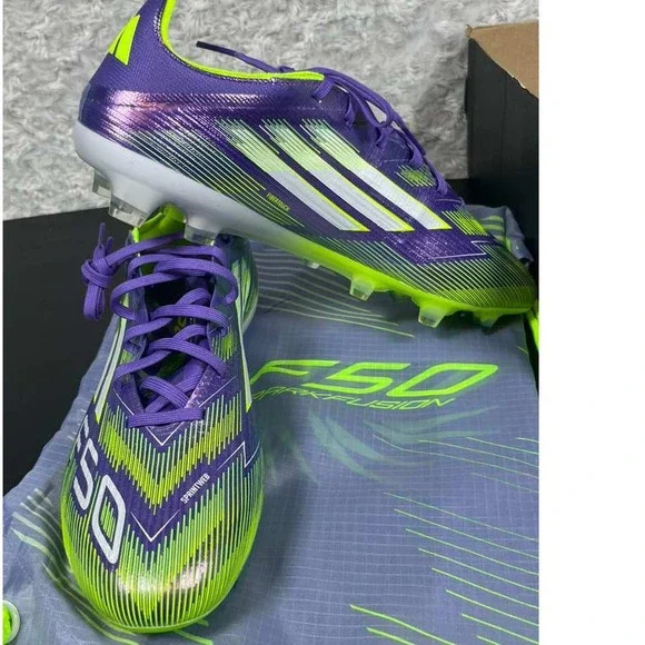 Adidas F50 Football Soccer Cleat Purple Neon Green Sprintweb Compression Fit 9.5